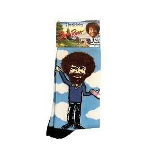 Bob Ross Socks Happy Clouds One Size Fits Most New with Tags Unisex Hippie Artsy